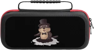 Mr. Groundhog Gentleman Portable Protective Shell Compatible with Switch Case Hard Travel Tote Bag with 20 Game Cartridges