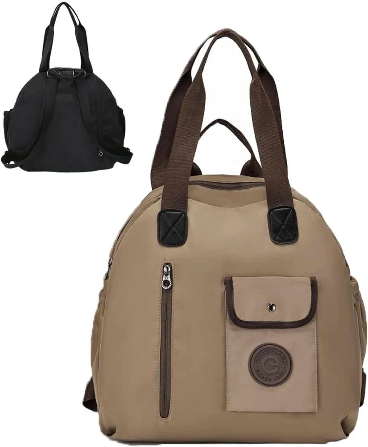 Multi Carry Large Capacity Waterproof Backpack, Lightweight Fashion Multi Functional Double Shoulder Bag Travel Backpack (Khaki)