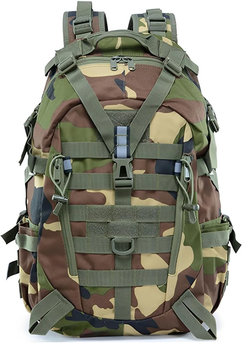 Multi-functional Lightweight Outdoor Backpack for Hiking Camping Cycling Oxford Cloth 40L Tactical Backpack (Green CP 2)