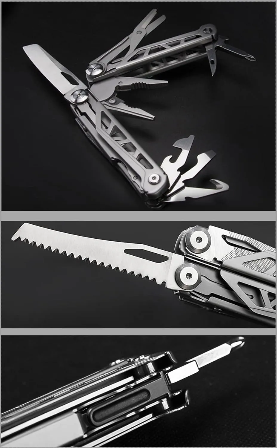 Multi-Purpose Pocket Knife Pliers Kit, Durable Stainless Steel Multi-Plier Multi-tool for Survival, Camping, Hunting (Silver)