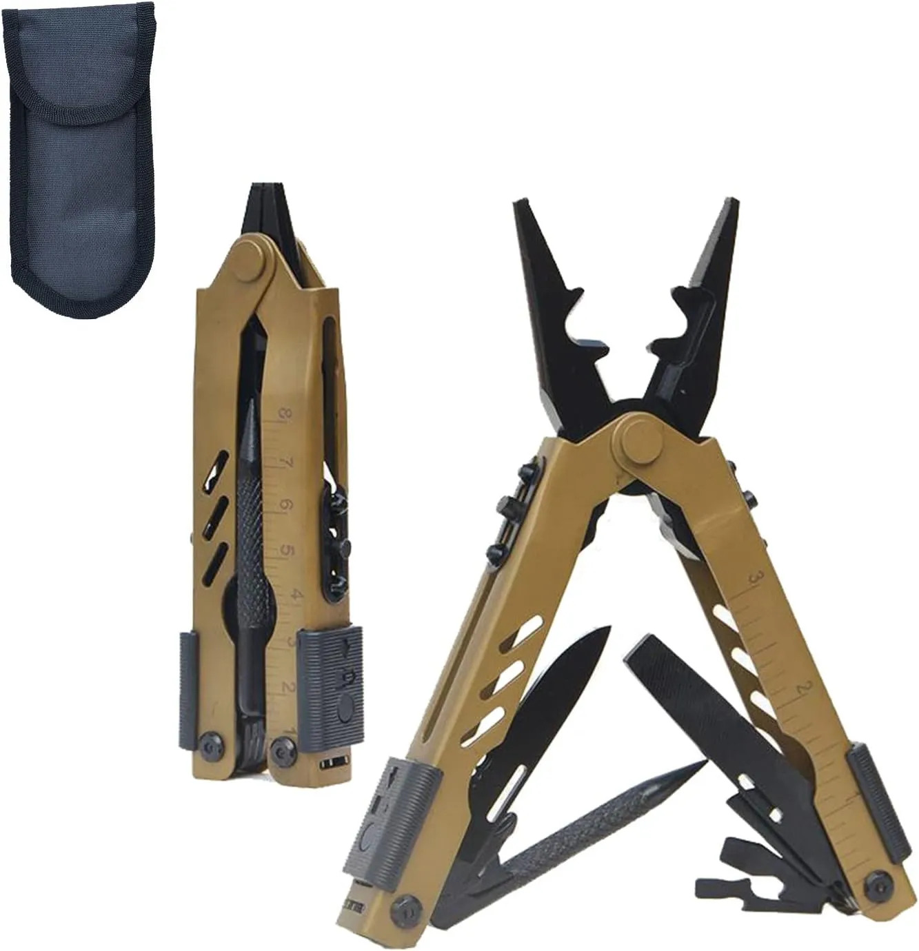 Multi-Purpose Pocket Knife Pliers Kit, Durable Stainless Steel Multi-Plier Multi-Tool for Survival, Camping, Hunting