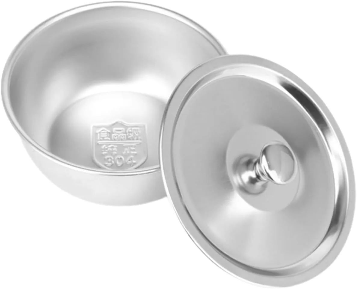 Multi-use Stainless Steel Boys and Girls Bowl Lid Toddler Bowl for Soup Baby Food Container