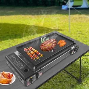 Multifunctional Camping Stove 2 Burners with Portable Case, Outdoor Picnic Grill, Portable Camping Stove Double Auto Ignition Camping Burner for RV, Apartments, Outdoor