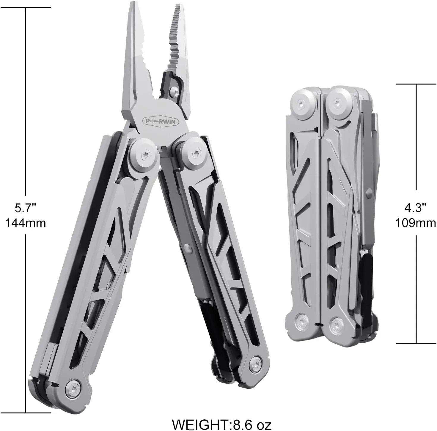 Multitool, 17-in-1 Stainless Steel Multi Tool Pliers with Self-Locking, Pocket Knife, Nylon Sheath, Professional (EDC) Multi-Tool for Survival, Camping and Hunting, Hiking, Simple Repair