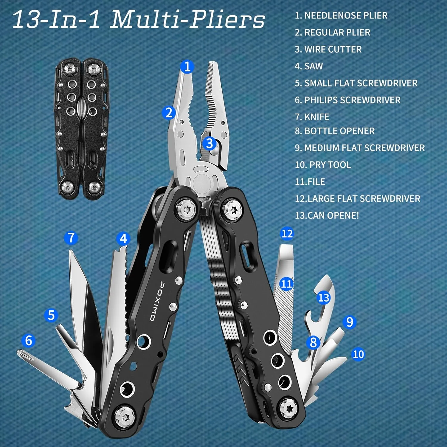Multitool Gifts for Father, Dad Gift Set with 14 in 1 Multi-tool Pliers, Pocket Knife & Tactical Pen | Premium EDC Survival Kit for Camping, Car Emergency | Unique Practical Gift for Father Dad Him
