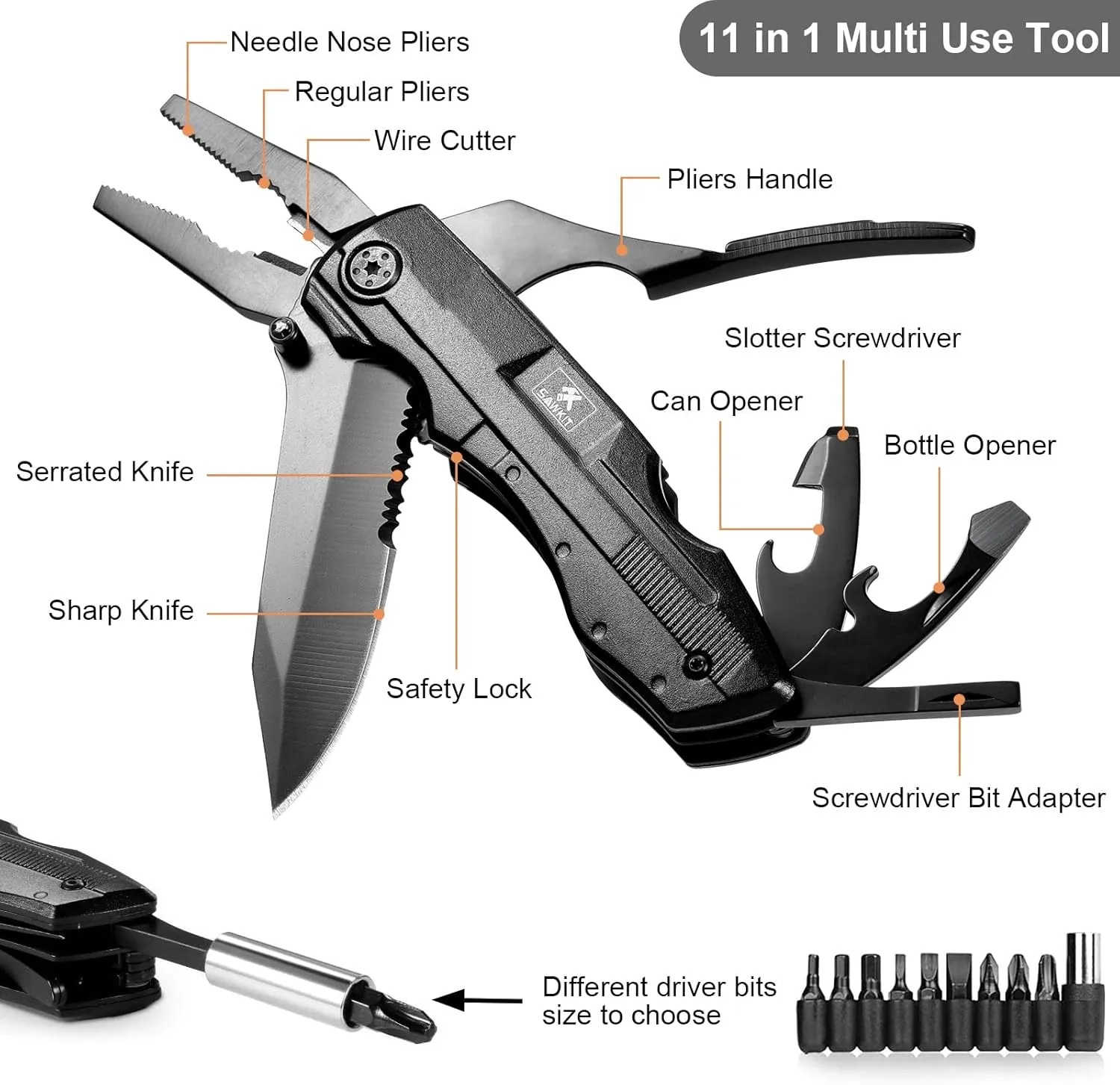 Multitool Pocket Pliers Folding Knife Stainless Steel Survival Camping Knife Bottle Opener Screwdrivers Liner Lock Durable Sheath Gifts for Men Perfect Multipurpose Folding Utility Plier SurvivalGear