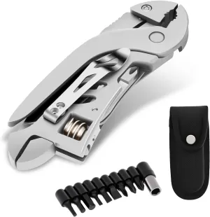 Multitool Wrench Adjustable Folding Wrench with 7 Tools/Pliers/Wire Cutter/Flat/Phillips Screwdriver Pliers Portable Camping Pocket Multi Purpose Tool Gear Assembly for Outdoor Hunting Hiking