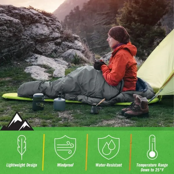 Mummy Sleeping Bag - Water-Resistant Adult Cold Weather Sleeping Bag