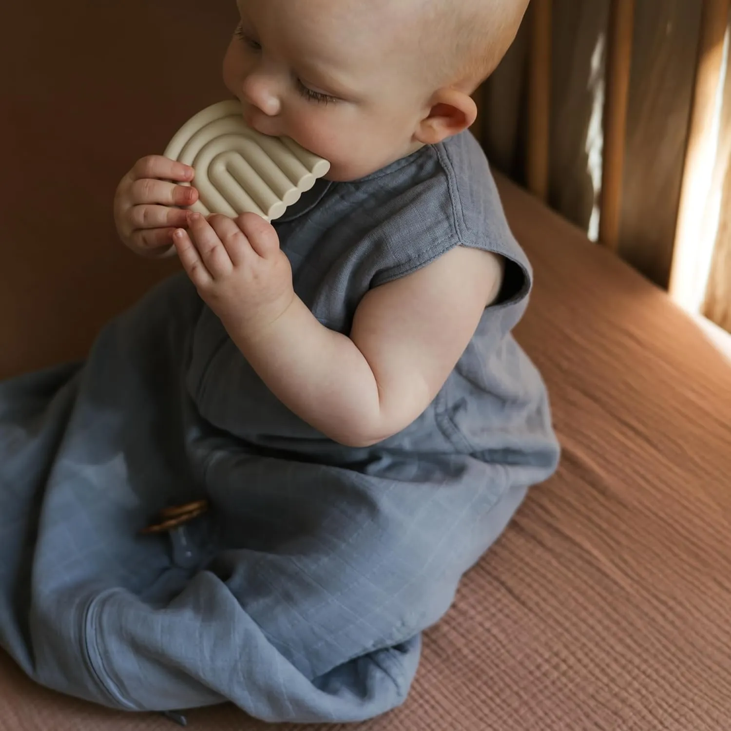 mushie Baby Wearable Blanket | 100% Organic Cotton Muslin | Sleeping Bag for Infants (Cedar)