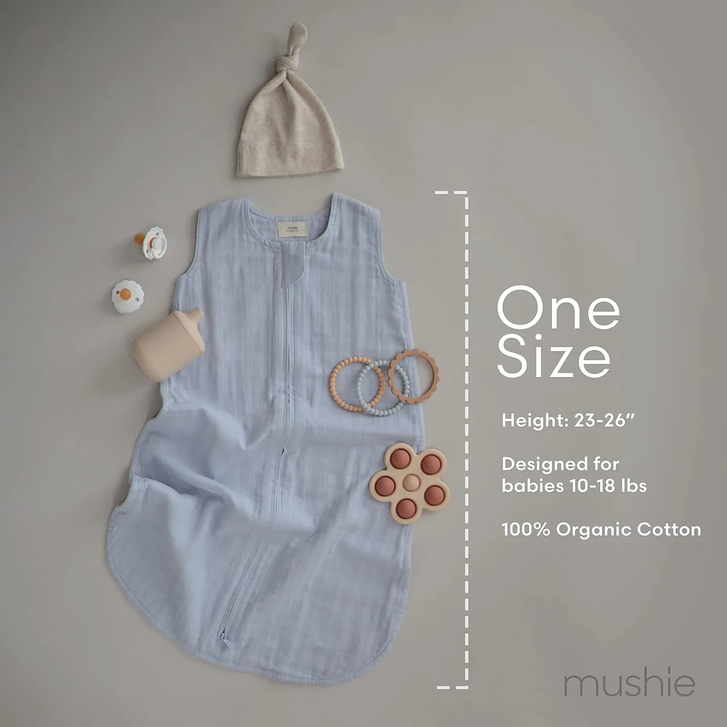 mushie Baby Wearable Blanket | 100% Organic Cotton Muslin | Sleeping Bag for Infants (Cedar)