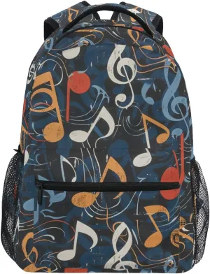 Music Notes School Kids Backpack for Boys Girls Laptop Backpack Lightweight Travel Bag for Women Men