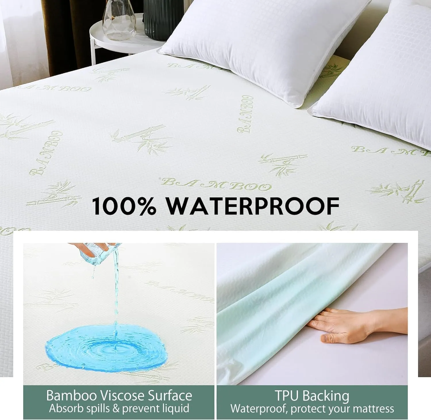 MUXHOMO 2 Pack Mattress Protector Full Size Bed, 100% Waterproof Mattress Cover, Cooling and Breathable Bed Pad Cover, Deep Pocket 8"-21"