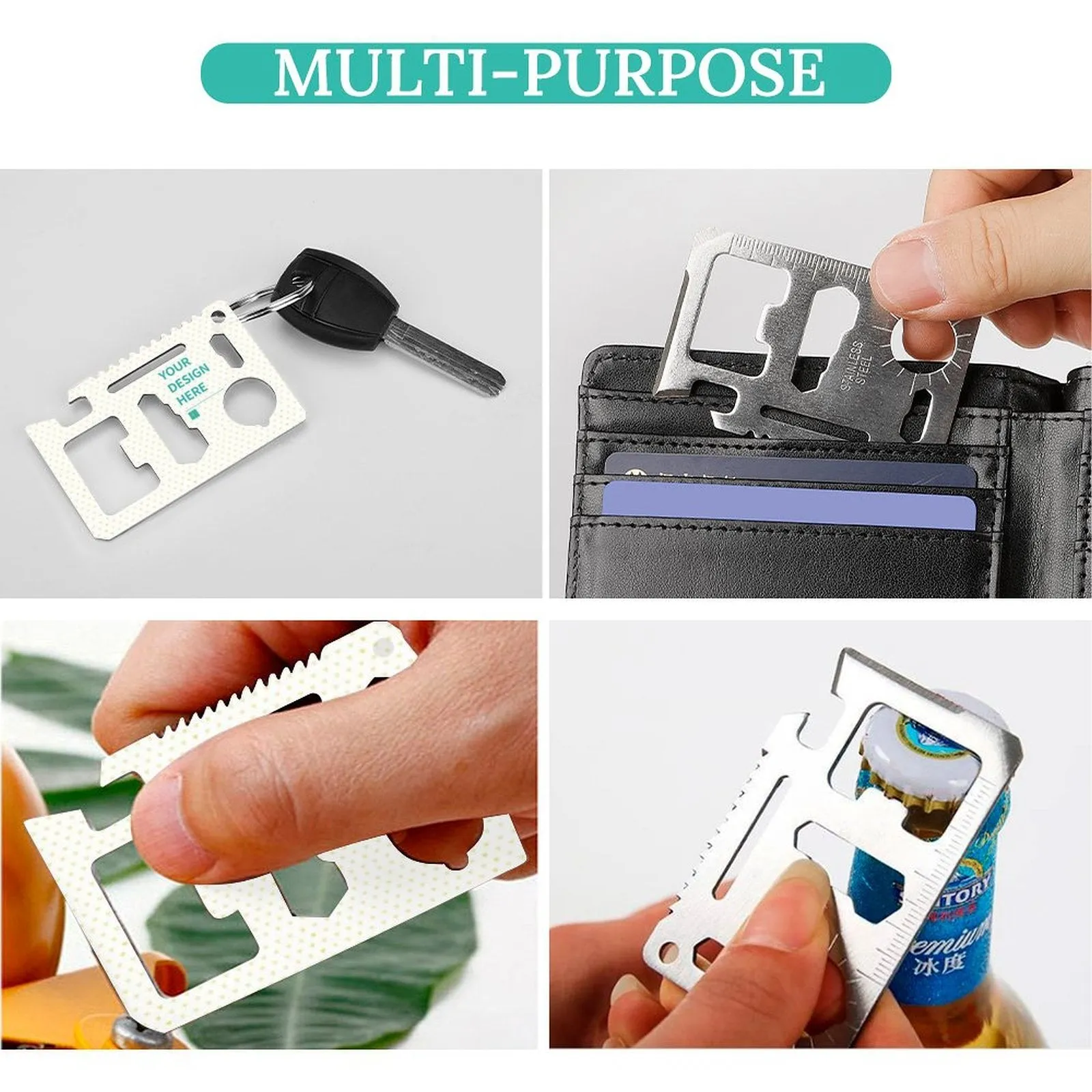 MyArtsyGift - Personalized Credit Card Tool Multitool for Men Thickened Stainless Steel Bottle Opener Card