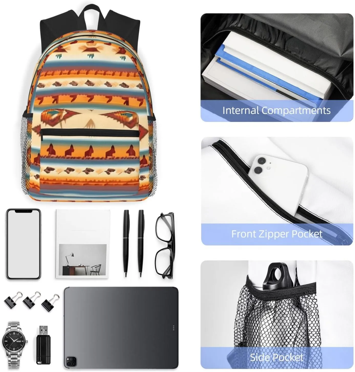 Native American Print Comfortable Backpack,Your Essential Casual Travel Bag For Outdoor Adventures