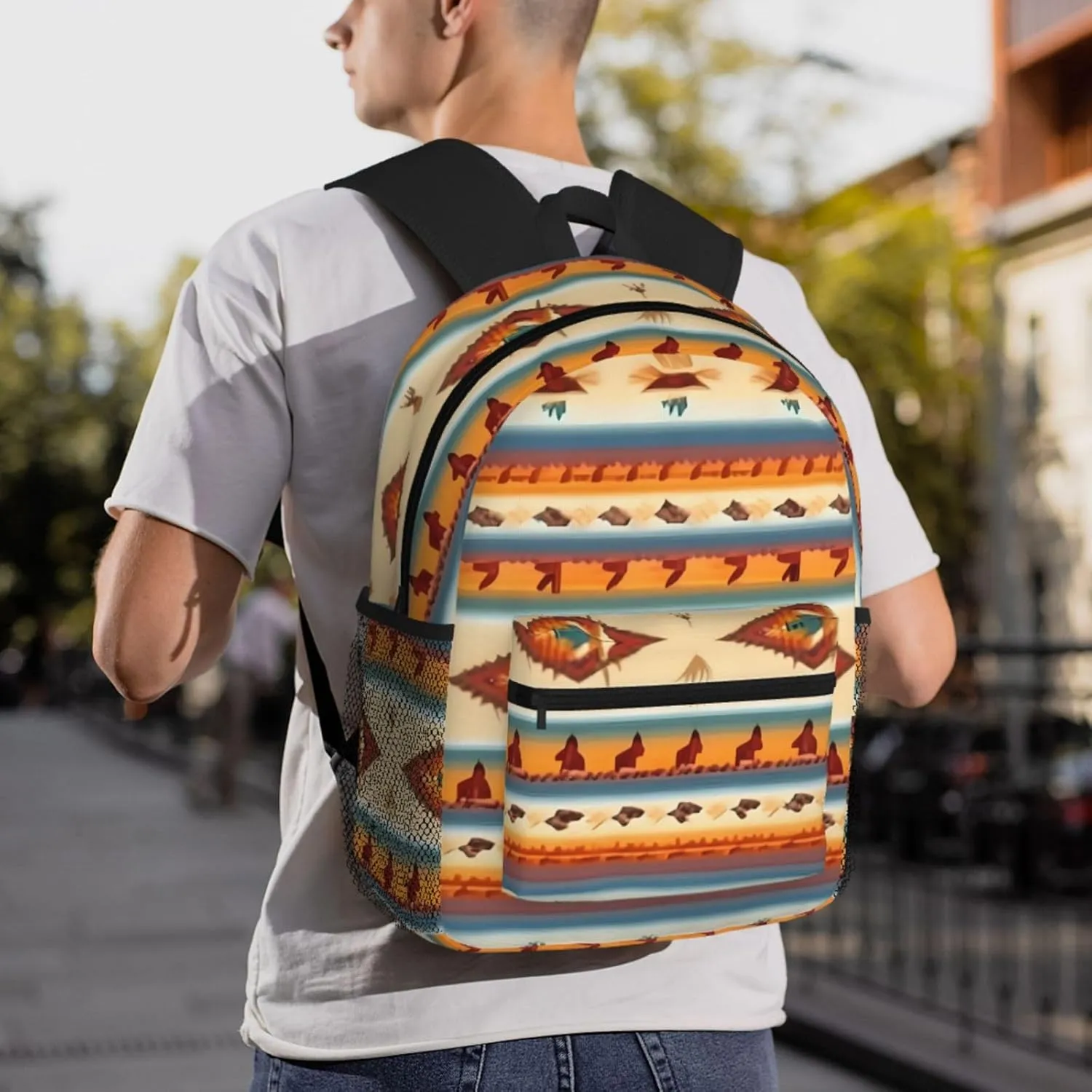 Native American Print Comfortable Backpack,Your Essential Casual Travel Bag For Outdoor Adventures