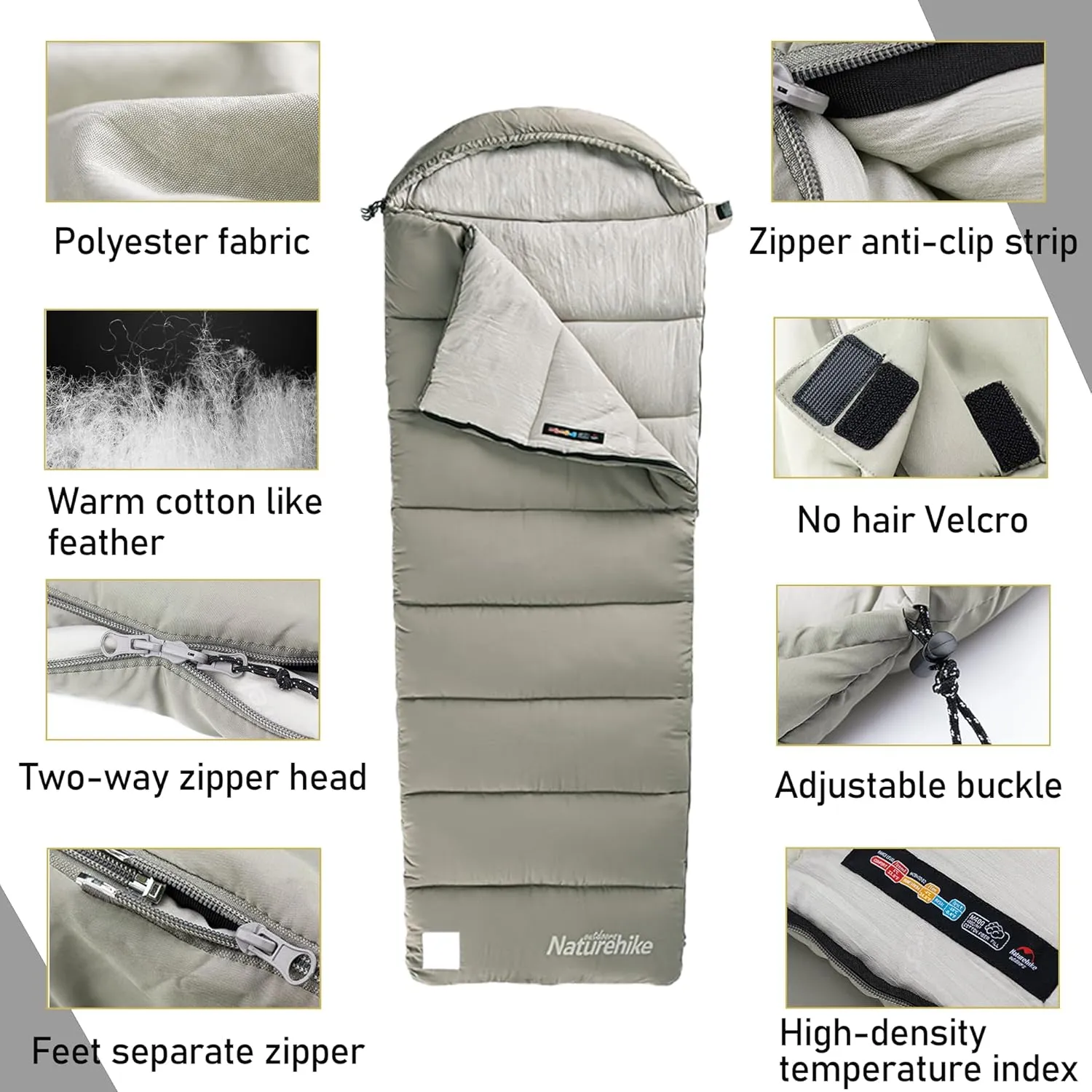 Naturehike Camping Cotton Sleeping Bag Spliceable Double Sleeping Bag for Adults,Fully Expandable,with Cotton Cap,Lightweight for Cold Weather Camping,Machine Washable