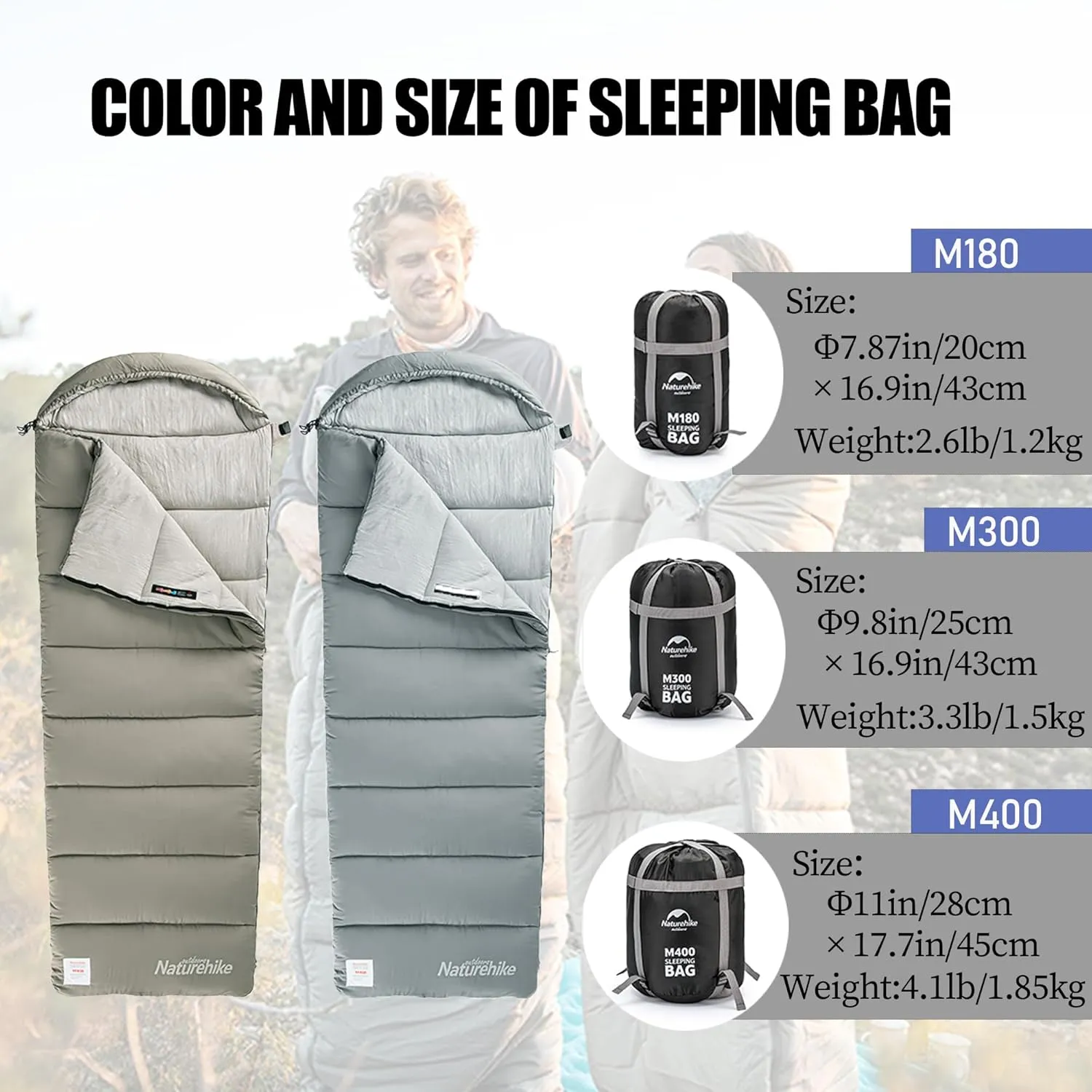 Naturehike Camping Cotton Sleeping Bag Spliceable Double Sleeping Bag for Adults,Fully Expandable,with Cotton Cap,Lightweight for Cold Weather Camping,Machine Washable