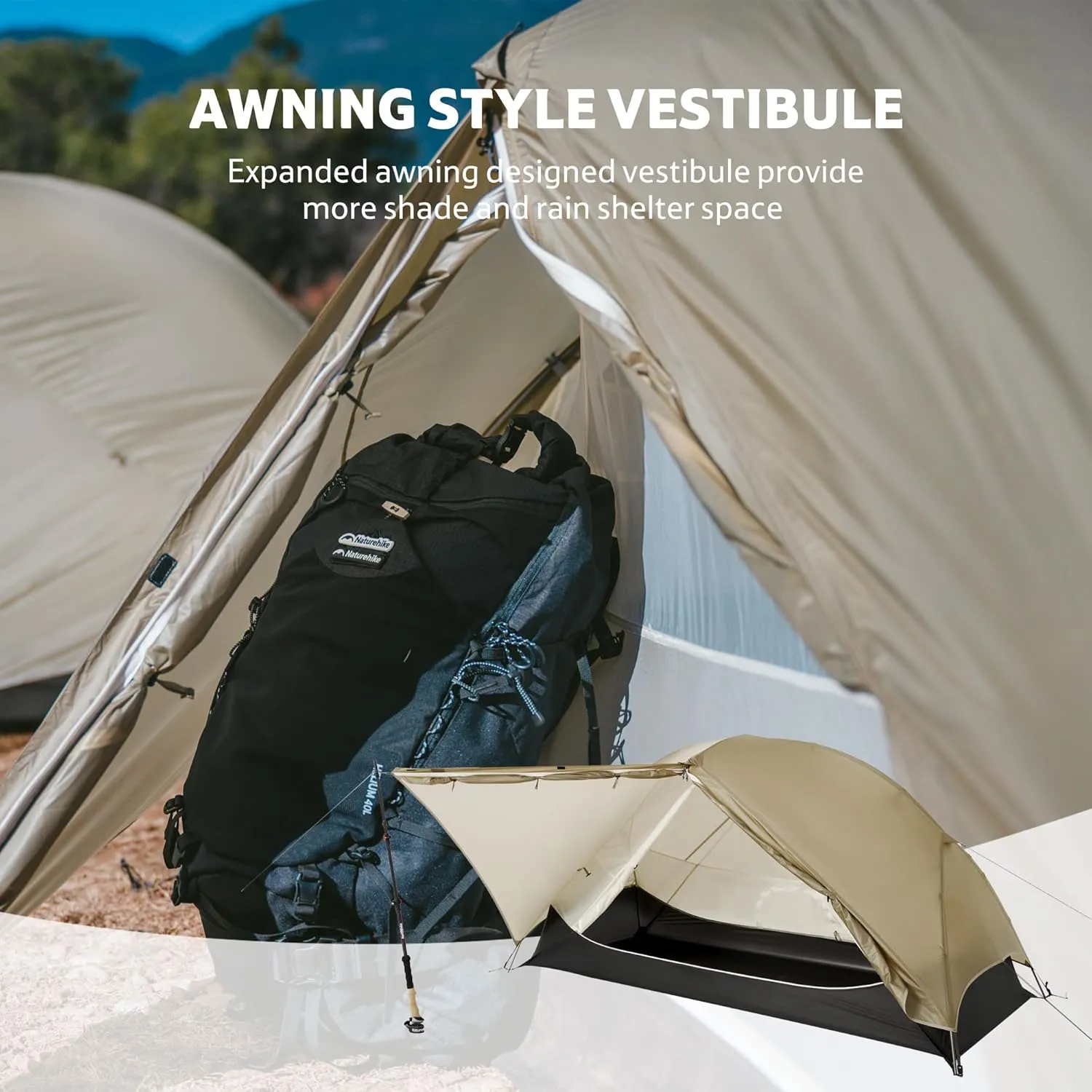 Naturehike Mongar UL 1/2Person Backpacking Tent,15D Nylon Waterproof Ultralight 1-2 Person Tent with Footprint
