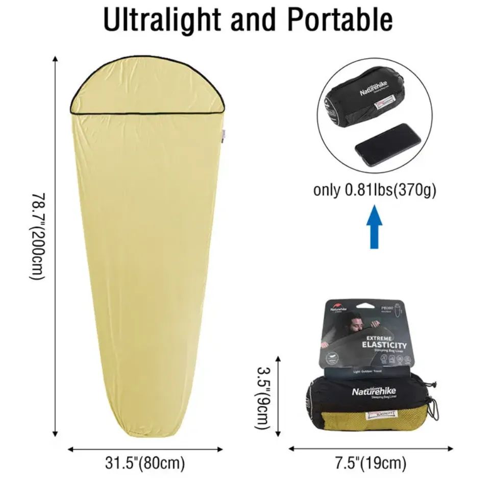 Naturehike Sleeping Bag Liner Portable Lightweight High Elasticity Anti-Pulling Anti-Tearing Skin-Friendly Outdoor Camping Travel Hotel Sheet