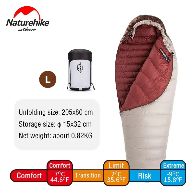 Naturehike Sleeping Bag Ultralight Waterproof Mummy Sleeping Bag SnowBird Duck Down Sleeping Bag Winter Camping Sleeping Bag
