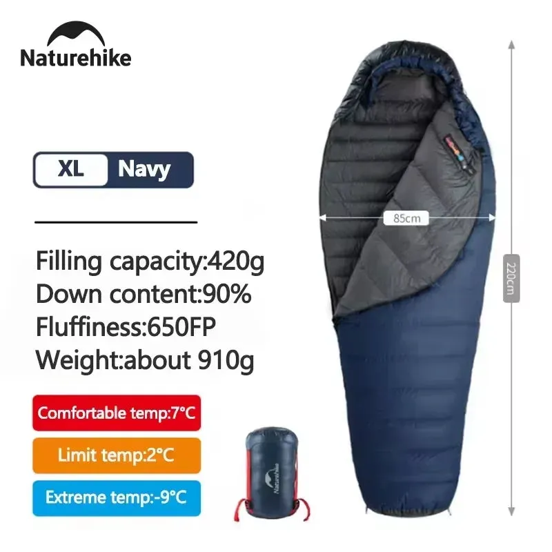 Naturehike Sleeping Bag Ultralight Waterproof Mummy Sleeping Bag SnowBird Duck Down Sleeping Bag Winter Camping Sleeping Bag