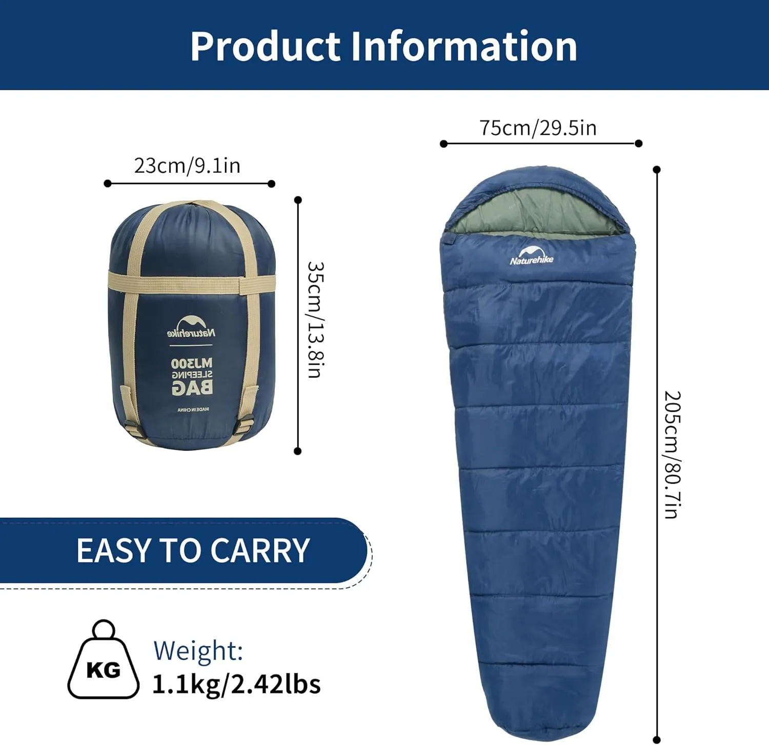 Naturehike Sleeping Bags for Adults, 23-39℉ Mummy Backpacking Sleeping Bag, 0 Degree Lightweight Sleeping Bag Warm for Camping, Hiking