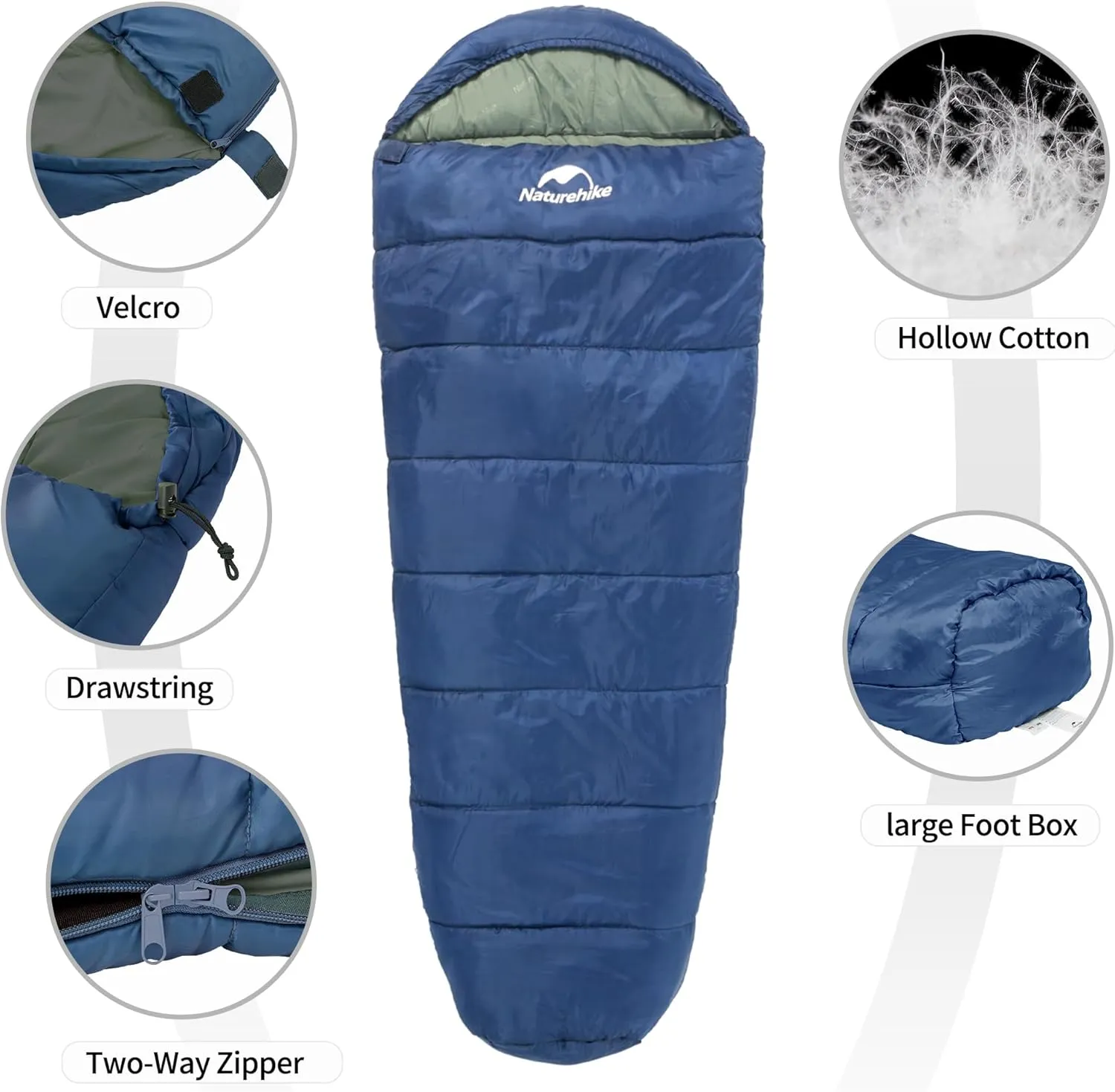 Naturehike Sleeping Bags for Adults, 23-39℉ Mummy Backpacking Sleeping Bag, 0 Degree Lightweight Sleeping Bag Warm for Camping, Hiking