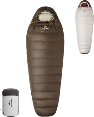 Naturehike Ultralight 650FP Duck Down Mummy Sleeping Bag-Suitable 38.8~-42.1℉, 20D Nylon Waterproof Sleeping Bag with Compact Compression Bag for Camping, Backpacking, Hiking