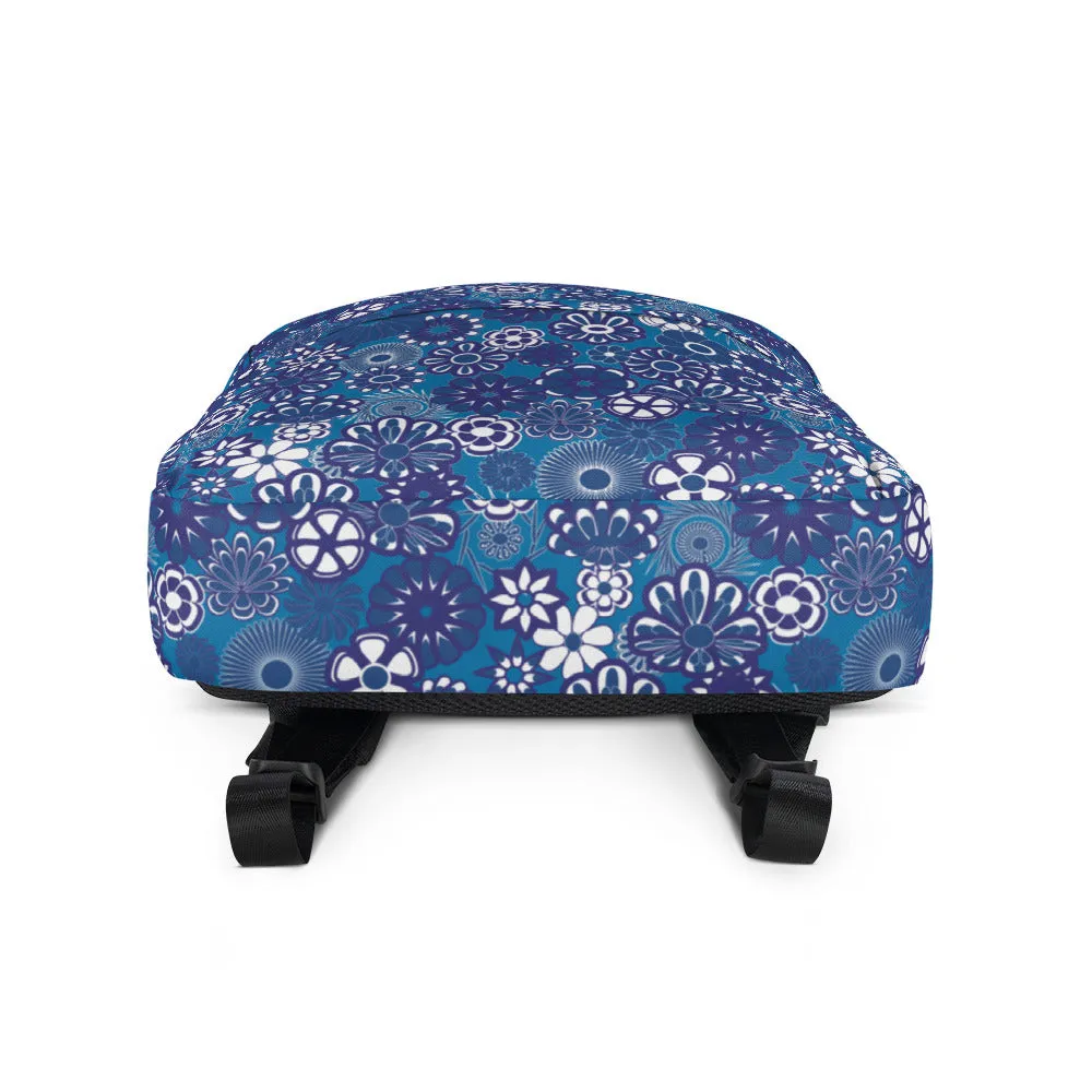 Navt Floral on Blue Backpack