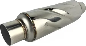 NETAMI Turbo Exhaust Resonator Stainless Steel Polished Inlet/Outlet: 2.50", Body Diameter: 4", Overall Length: 16"