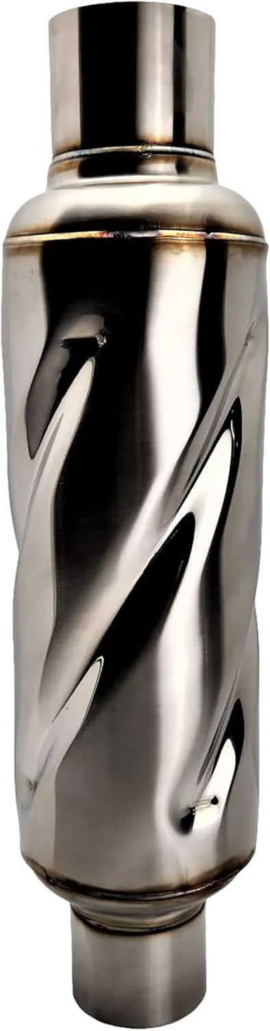NETAMI Turbo Exhaust Resonator Stainless Steel Polished Inlet/Outlet: 2.50", Body Diameter: 4", Overall Length: 16"