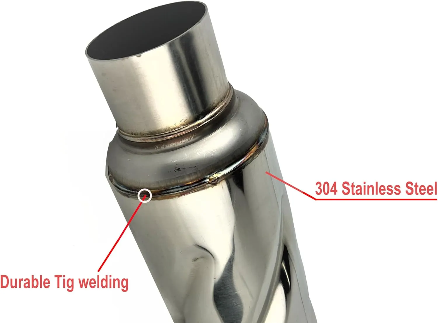 NETAMI Turbo Exhaust Resonator Stainless Steel Polished Inlet/Outlet: 2.50", Body Diameter: 4", Overall Length: 16"