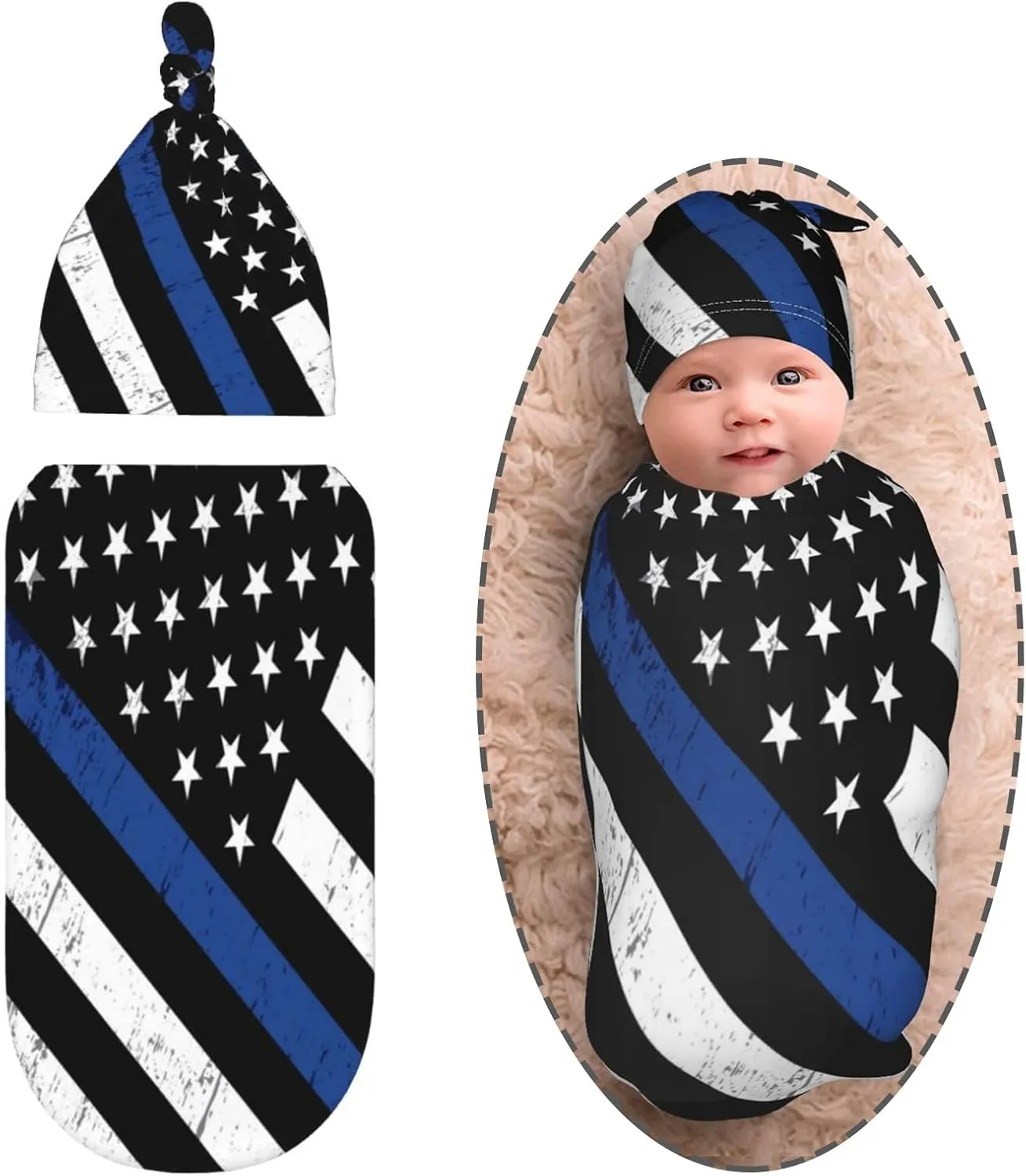 Newborn Swaddle Blanket With Matching Beanie Hat Set Receiving Wrap Baby Blanket Shower Gifts Swaddlers