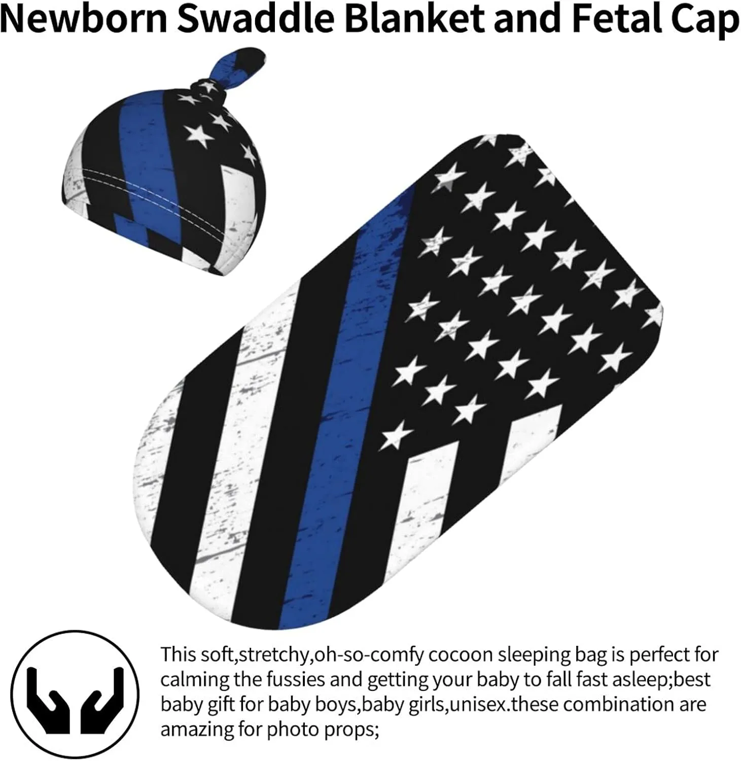 Newborn Swaddle Blanket With Matching Beanie Hat Set Receiving Wrap Baby Blanket Shower Gifts Swaddlers