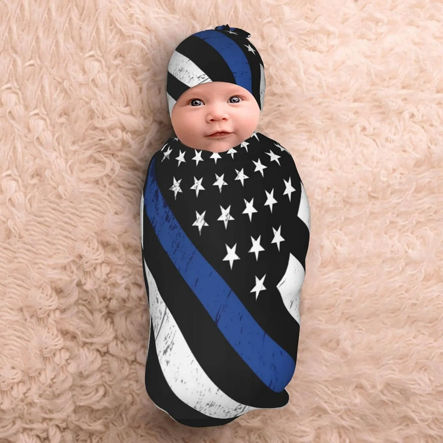 Newborn Swaddle Blanket With Matching Beanie Hat Set Receiving Wrap Baby Blanket Shower Gifts Swaddlers