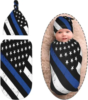 Newborn Swaddle Blanket With Matching Beanie Hat Set Receiving Wrap Baby Blanket Shower Gifts Swaddlers