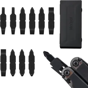 NexTool 10 Pack Replacement Double-Ended Screwdriver Bit for Leatherman Multi-Tool – Durable S2 Steel #1, #2 & #1-2 Phillips   1/4, 3/16 & 1/8 Flat Head T15 Torx, Perfect for DIY, and Outdoor Repairs