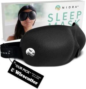 Nidra Sleep Mask, Contoured Blackout Sleeping Mask, for Men & Women - Standard Size, Black