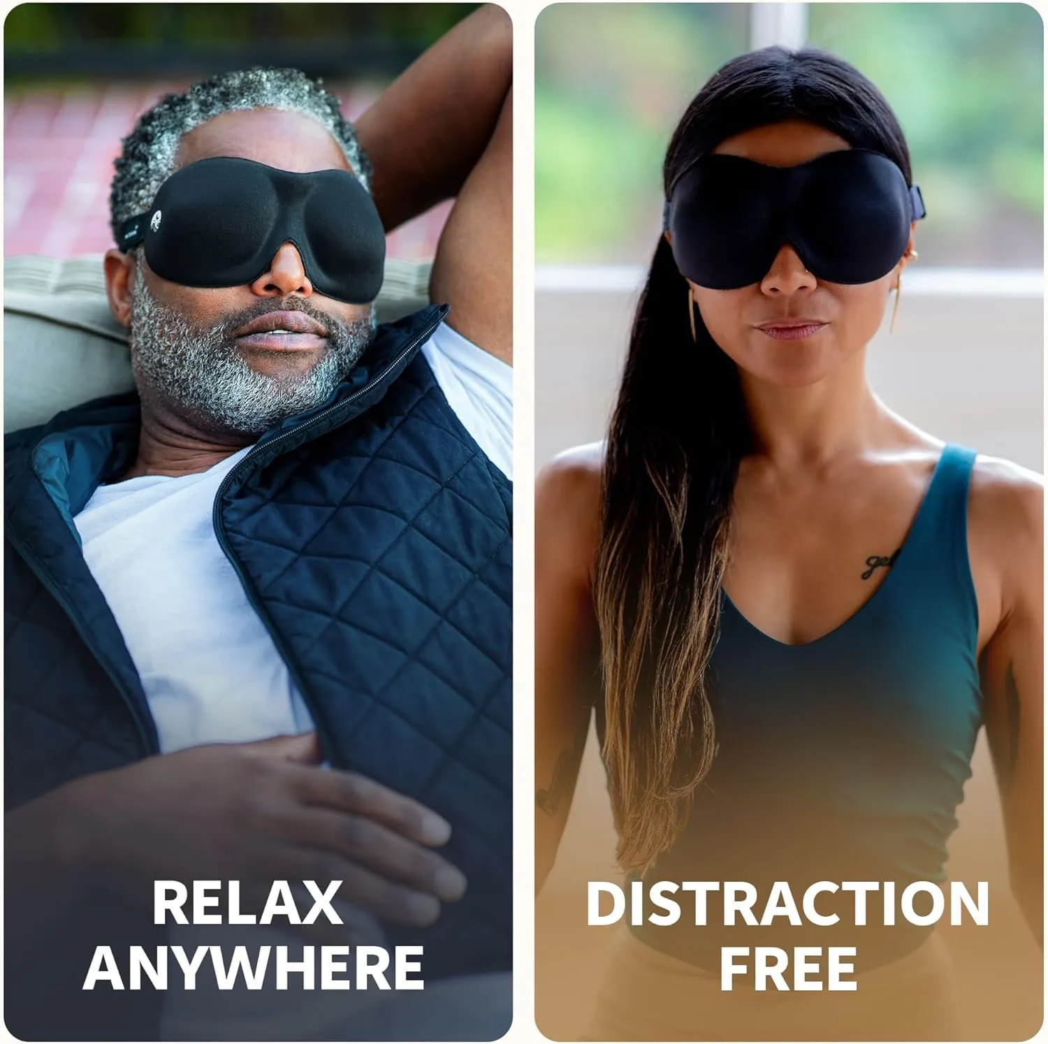 Nidra Sleep Mask, Contoured Blackout Sleeping Mask, for Men & Women - Standard Size, Black