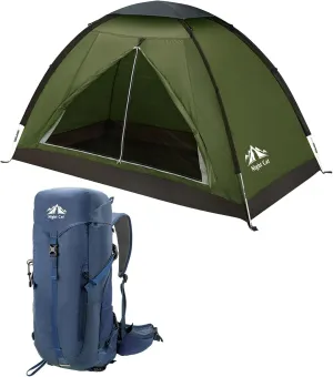 Night Cat Backpacking Tent with Internal-Frame Hiking Backpack 30L for One 1 to 2 Persons Lightweight Waterproof Camping Hiking Tent for Adults Kids Scouts Easy Setup Single Layer 2.2x1.2m