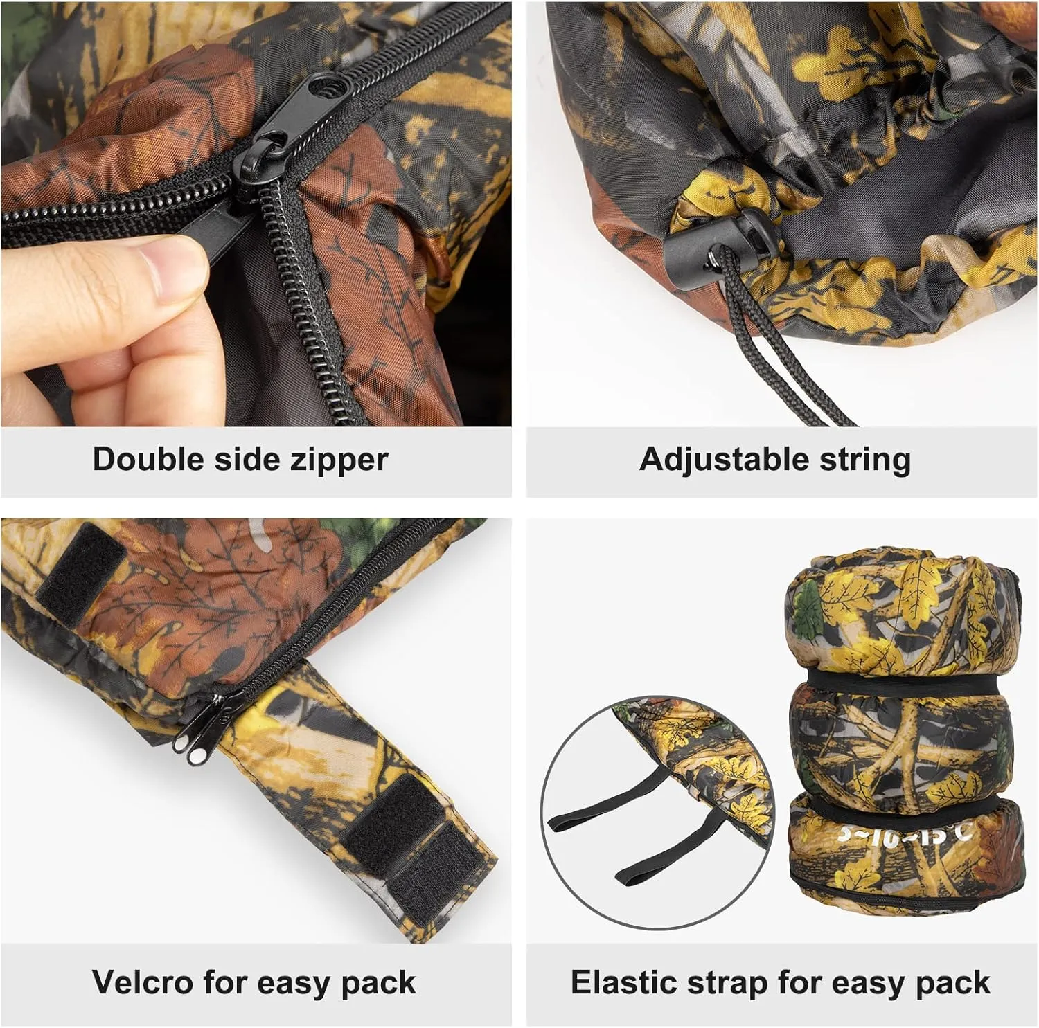 Night Cat Camping Sleeping Bag for Adults Portable Lightweight Backpacking Hiking Traveling Indoor Outdoor Temperature 5-15℃ Switch to a Quilt or Blanket