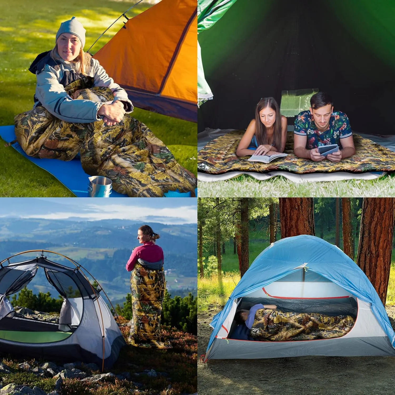 Night Cat Camping Sleeping Bag for Adults Portable Lightweight Backpacking Hiking Traveling Indoor Outdoor Temperature 5-15℃ Switch to a Quilt or Blanket