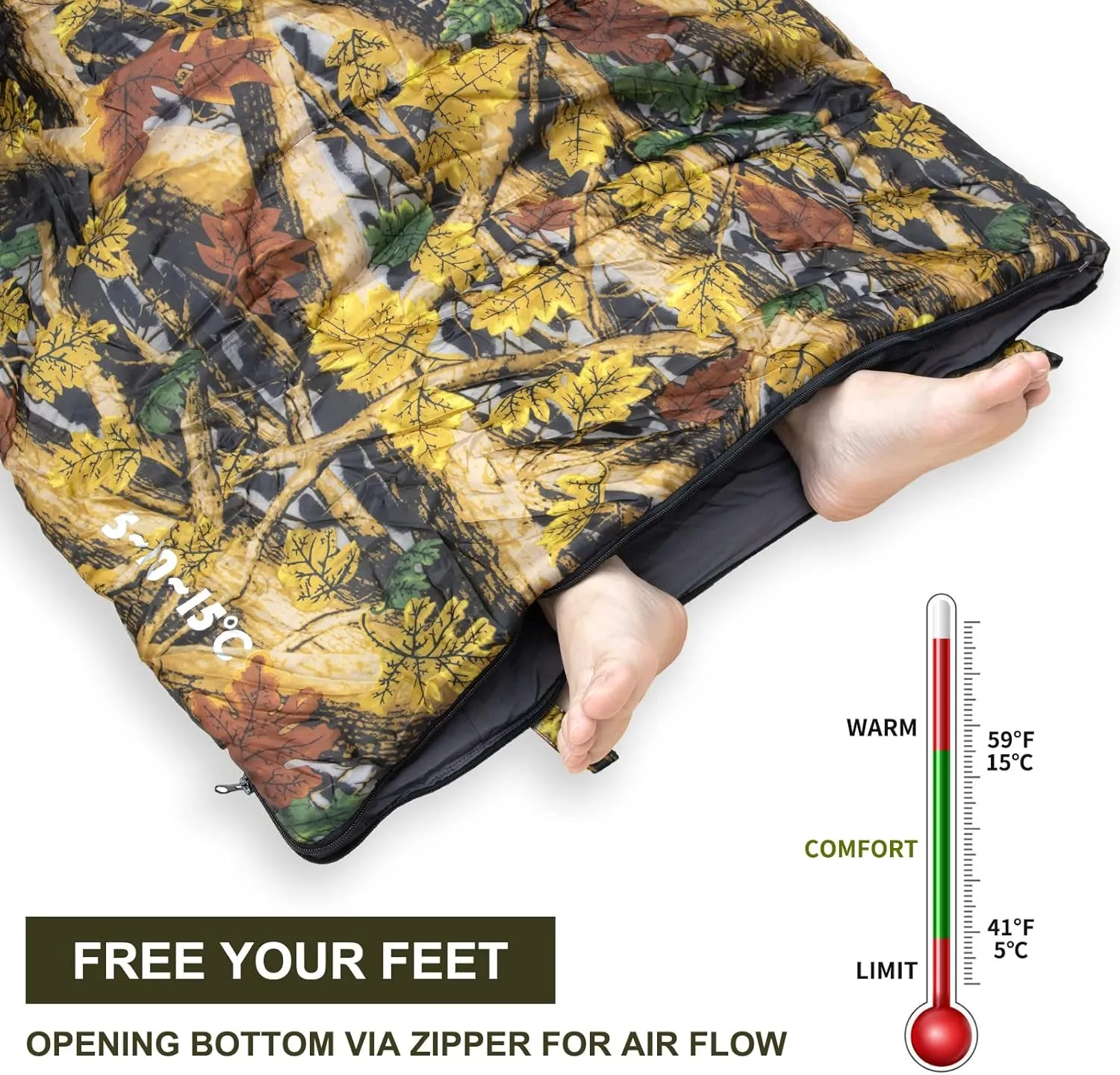 Night Cat Camping Sleeping Bag for Adults Portable Lightweight Backpacking Hiking Traveling Indoor Outdoor Temperature 5-15℃ Switch to a Quilt or Blanket