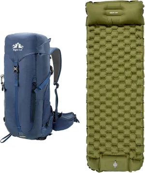 Night Cat Inflatable Sleeping Pads with Internal-Frame Hiking Backpack 30L for Camping Backpacking Hiking Ultra-Light Compact Comfortable Extendable 77"x25.5"