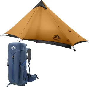 Night Cat Ultralight Tent 1 Person with Internal-Frame Hiking Backpack 30L for Professional Backpacker Hiker 2 LBS Only Lanshan Backpacking Tent Heavy Rain Waterproof Trekking Pole Not Included