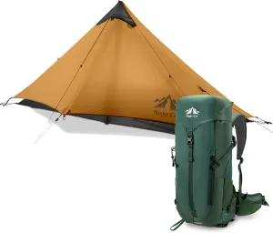 Night Cat Ultralight Tent 1 Person with Internal-Frame Hiking Backpack for Professional Backpacker Hiker