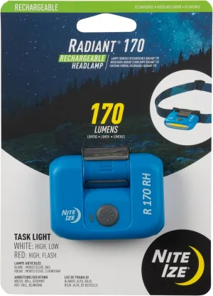 Nite Ize Radiant 170 Rechargeable Headlamp - Durable Headlamp with Rechargeable 170 Lumen Light - Great for Camping, Hiking & at-Home Projects - Blue