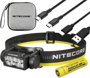 Nitecore HC60 UHE - USB-C to USCB-C Cable HC60 UHE Headlamp -1,600 Lumens w/Storage Case, Battery, and Extra USB C to USB C Braided Fast Charging Cable Included