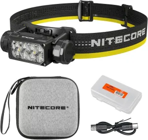 Nitecore HC65 UHE Headlamp, 2000 Lumen Heavy Duty Metal, USB-C Rechargeable with White, Red, and Reading Lights for Camping, Hiking, Hunting, and Industrial Works with LumenTac Organizer (Black)