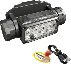 Nitecore HC65M UHE 2000 Lumen Tactical Helmet Light Headlamp, NVG Mountable USB-C Rechargeable with Red and White Lights Sticker